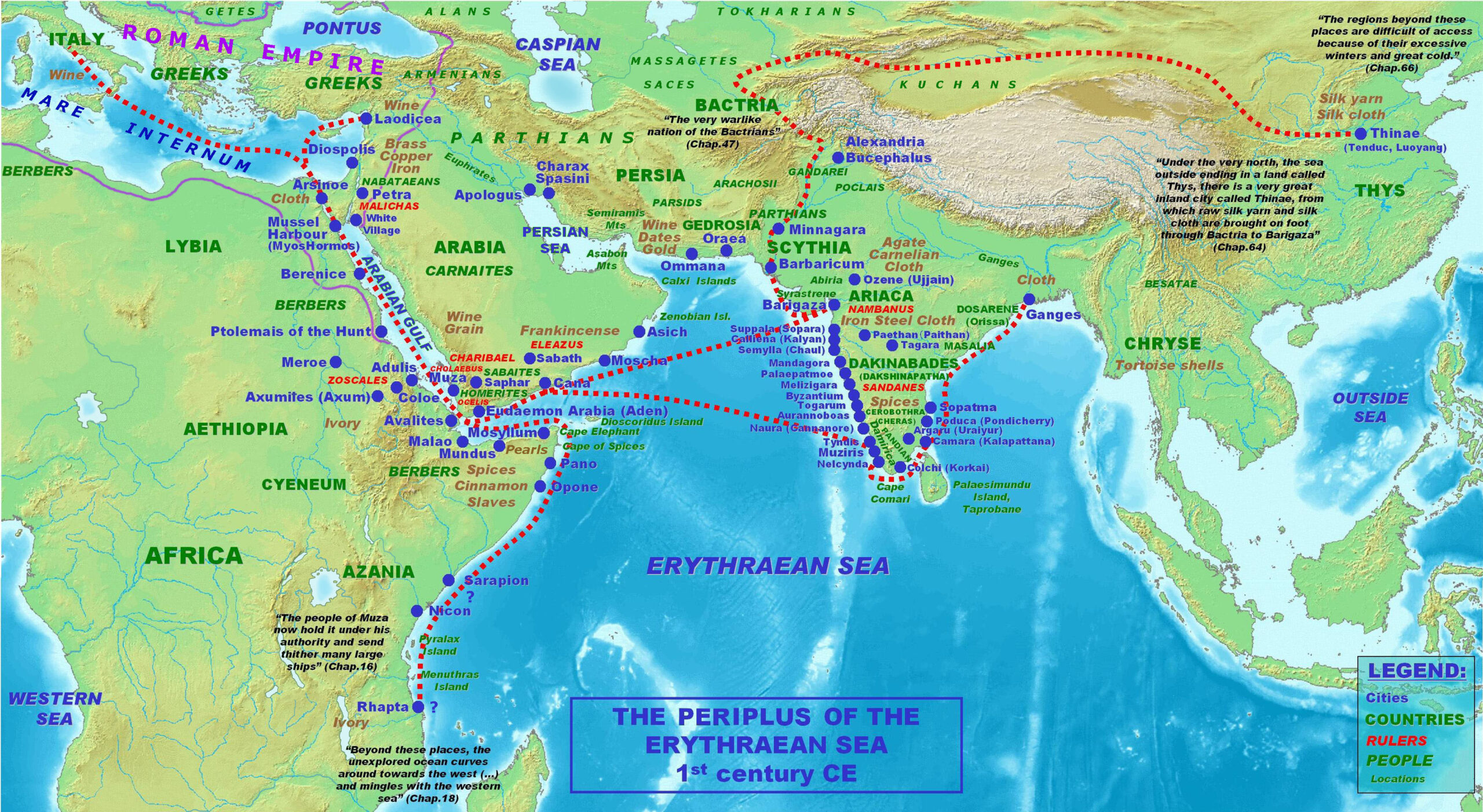 Indo-Roman Maritime Trade 2 Map of the Periplus of the Erythraean Sea