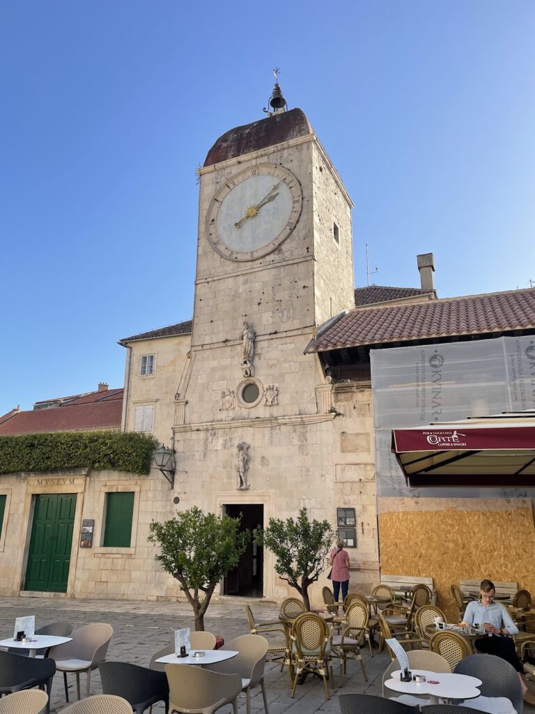 The clock tower in Trogir, Croatia: a Renaissance votive church and town clock