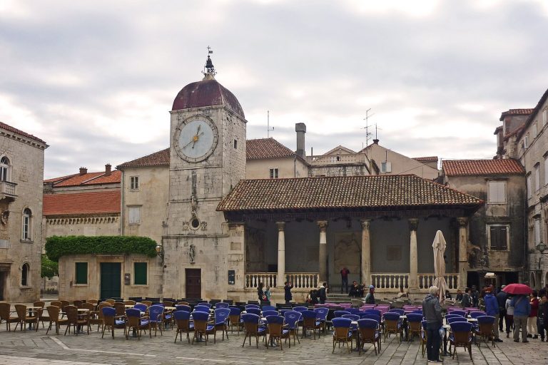 Church of Saint Sebastian and Clock Tower in Trogir, Croatia
