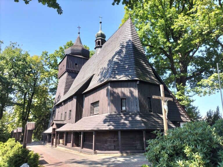 All Saints Church in Łaziska: A Historic Wooden Gothic Parish Church