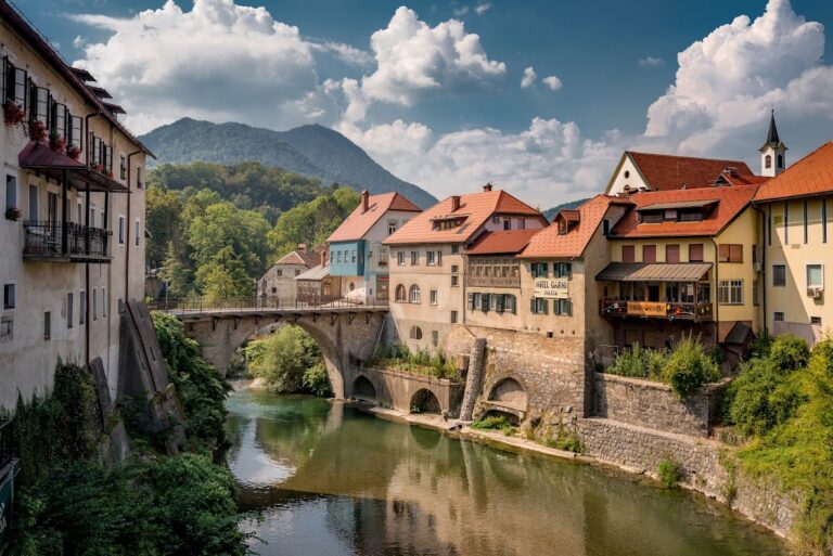 Capuchin Bridge: Medieval Stone Crossing in Škofja Loka, Slovenia