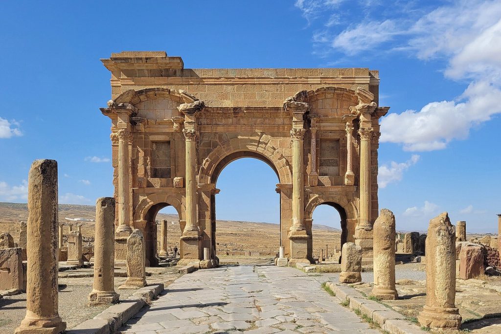Arch of Trajan: Roman Triumphal Gateway at Timgad, Algeria 1 Arch of Trajan
